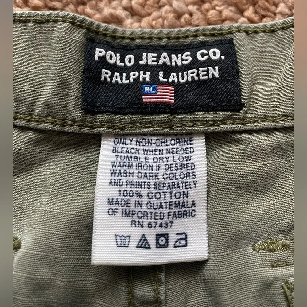 Y2K Polo Jeans Co Ralph Lauren Military Style Army Green Women’s Shorts 6 VTG - Picture 5 of 8